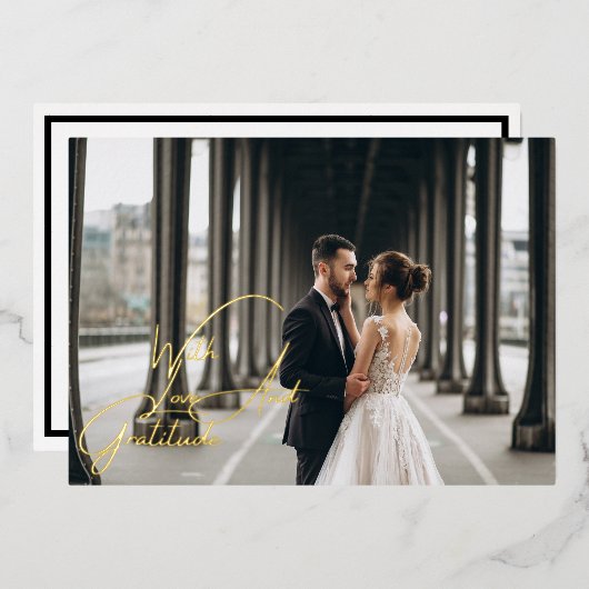 Love & Gratitude Gold Foil Weddenschap Hartelijk d Folie Uitnodiging (Voorkant / Achterkant)
