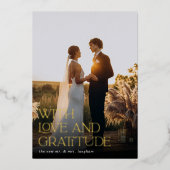 Love & Gratitude Gold Foil Weddenschap Hartelijk d Folie Uitnodiging (Voorkant)