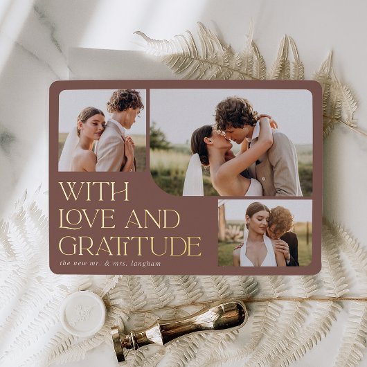 Love & Gratitude Gold Foil Weddenschap Hartelijk d Folie Uitnodiging