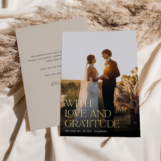 Love & Gratitude Gold Foil Weddenschap Hartelijk d Folie Uitnodiging