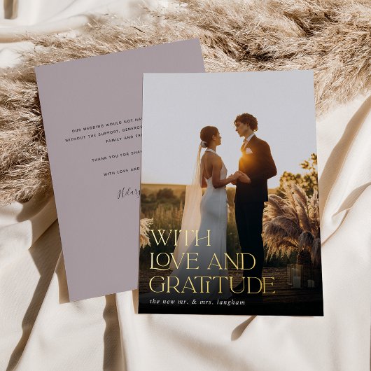 Love & Gratitude Gold Foil Weddenschap Hartelijk d Folie Uitnodiging