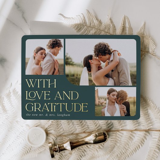 Love & Gratitude Gold Foil Weddenschap Hartelijk d Folie Uitnodiging