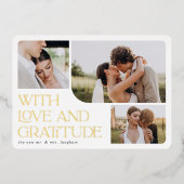 Love & Gratitude Gold Foil Weddenschap Hartelijk d Folie Uitnodiging (Voorkant)