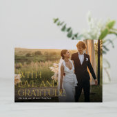 Love & Gratitude Gold Foil Weddenschap Hartelijk d Folie Uitnodiging (Staand Voorkant)