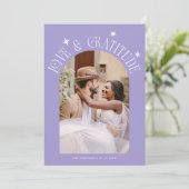 Love & Gratitude Minimal Wedding Photo Lilac Bedankkaart (Staand voorkant)