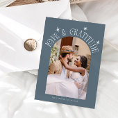 Love & Gratitude Minimal Wedding Photo Slate Blue Bedankkaart
