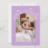Love & Gratitude Minimal Wedding Photo Wisteria Bedankkaart (Voorkant)