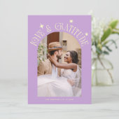 Love & Gratitude Minimal Wedding Photo Wisteria Bedankkaart (Staand voorkant)