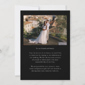Love & Gratitude Minimalist Wedding Photo Black Bedankkaart (Achterkant)