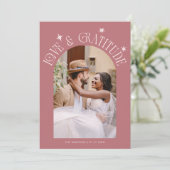 Love & Gratitude Minimalist Wedding Photo Pink Bedankkaart (Staand voorkant)