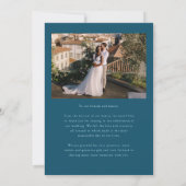 Love & Gratitude Minimalist Wedding Photo Teal Bedankkaart (Achterkant)