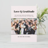 Love Gratitude Photo Pink Weddenschap Hartelijk da Bedankkaart (Staand voorkant)