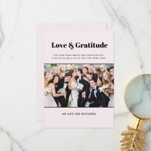 Love Gratitude Photo Pink Weddenschap Hartelijk da Bedankkaart
