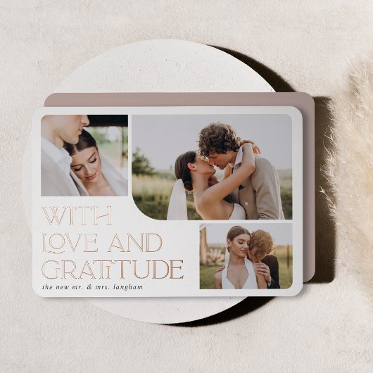 Love & Gratitude Roos Gold Foil Hartelijk dank Folie Uitnodiging