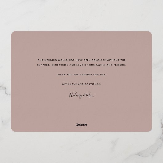 Love & Gratitude Roos Gold Foil Hartelijk dank Folie Uitnodiging (Achterkant)