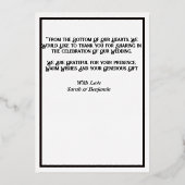 Love & Gratitude Roos Gold Weddenschap Hartelijk d Folie Uitnodiging (Achterkant)