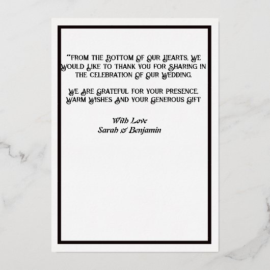 Love & Gratitude Roos Gold Weddenschap Hartelijk d Folie Uitnodiging (Achterkant)