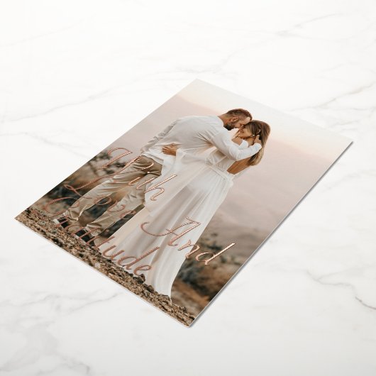 Love & Gratitude Roos Gold Weddenschap Hartelijk d Folie Uitnodiging (Gedraaid)