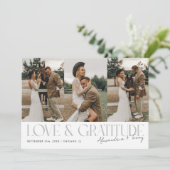 Love & Gratitude White Wedding Multi Photo   Bedankkaart (Staand voorkant)