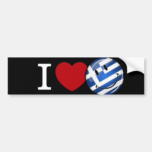 Love Greece | glimlach vlag Bumpersticker (Voorkant)