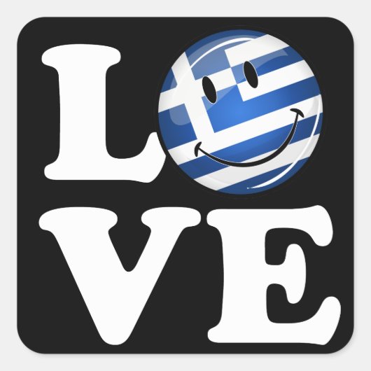 Love Greece | glimlach vlag Vierkante Sticker (Voorkant)