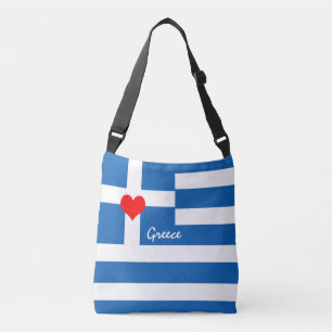 Love Greece & Heart, Greek flag, reis/sport Crossbody Tas