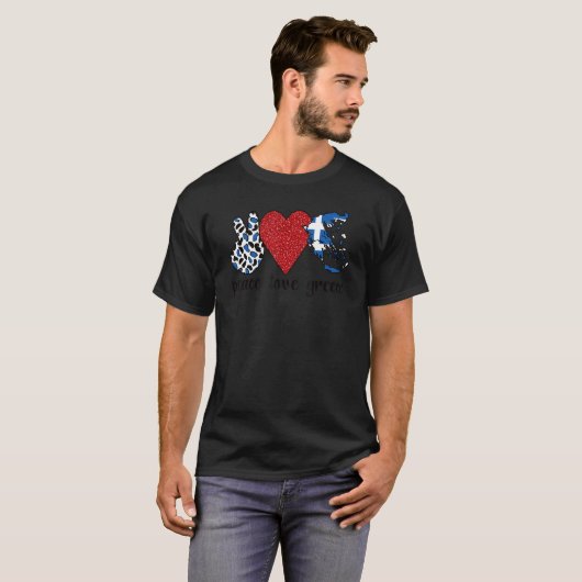 Love Greece Proud Greek Flag Greek Roots T-shirt (Voorkant volledig)