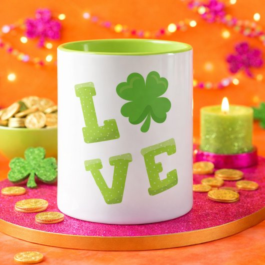Love Green Block Letters voor St Patricks Day Mok