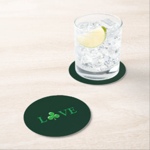 Love Green Clover modern St. Patrick's Day Ronde Kartonnen Onderzetter