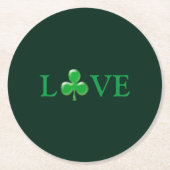 Love Green Clover modern St. Patrick's Day Ronde Kartonnen Onderzetter (Voorkant)