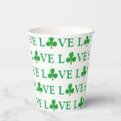 Love Green Clover Shamrock Pattern modern schattig Papieren Bekers (Achterkant)