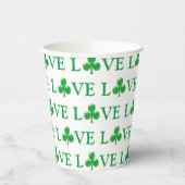 Love Green Clover Shamrock Pattern modern schattig Papieren Bekers (Links)