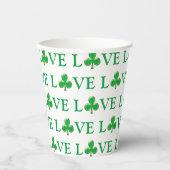 Love Green Clover Shamrock Pattern modern schattig Papieren Bekers (Voorkant)