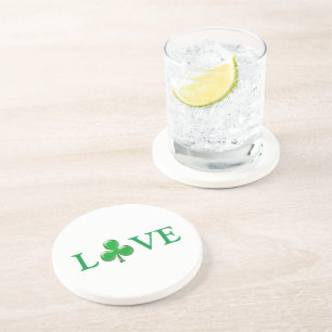 Love Green Clover Shamrock St. Patrick's Day Zandsteen Onderzetter