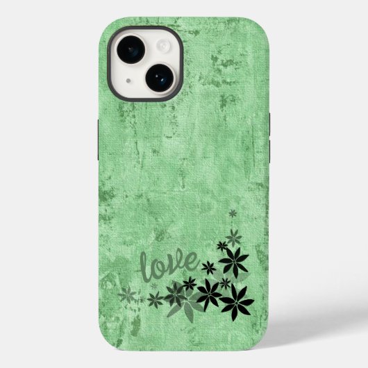 LOVE Green Flowers Phone Case (Achterkant)