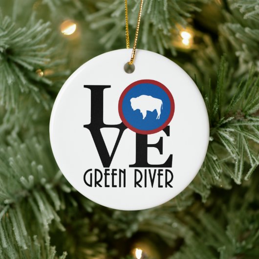 LOVE Green River Wyoming Keramisch Ornament (Boom)