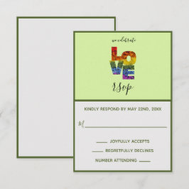 LOVE Green Theenmaal-Sex Wedding RSVP-kaart RSVP Kaartje
