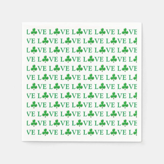 Love Green White Clover Shamrock Pattern modern Servet (Voorkant)