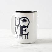 LOVE Greenville SC 15oz Tweekleurige Koffiemok (Voorkant links)