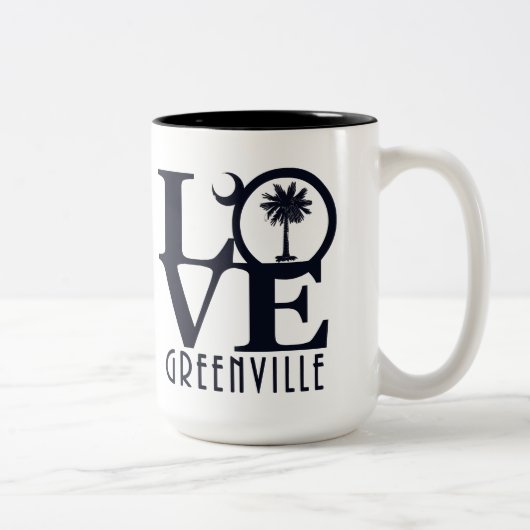 LOVE Greenville SC 15oz Tweekleurige Koffiemok (Rechts)