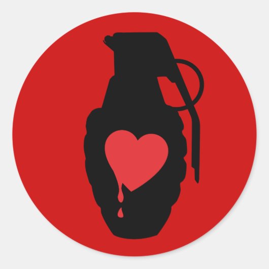 Love Grenade - Love is a Battlefield Ronde Sticker (Voorkant)