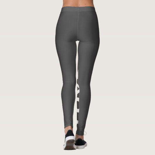 Love Grey Monochrome Classic Text Leggings (Achterkant)