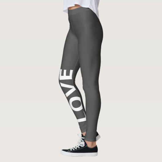 Love Grey Monochrome Classic Text Leggings (Links)