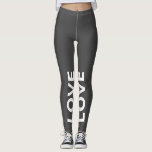 Love Grey Monochrome Classic Text Leggings<br><div class="desc">met jouw tekst. Schrijf alsjeblieft in PETTEN.</div>