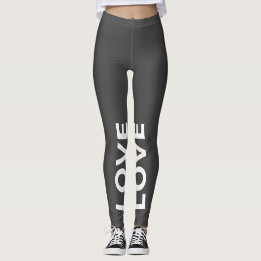 Love Grey Monochrome Classic Text Leggings (Voorkant)