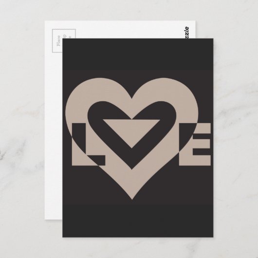 Love Grey on Black Briefkaart (Voorkant / Achterkant)