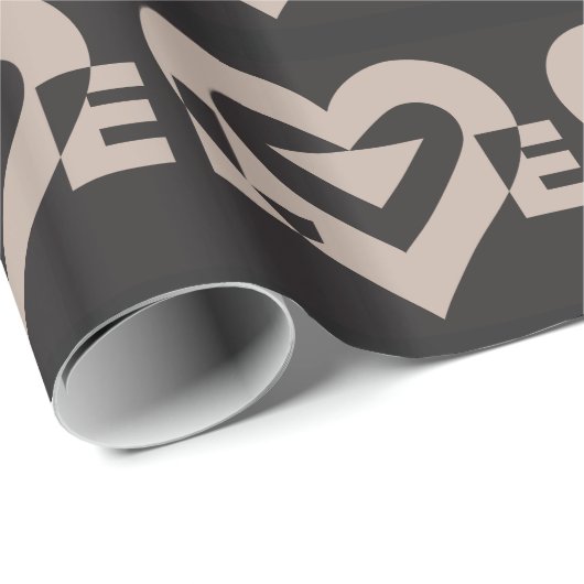 Love Grey on Black Cadeaupapier (Rol Hoek)