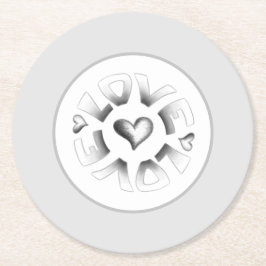 Love Grey Ronde Kartonnen Onderzetter
