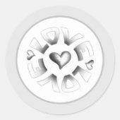 Love Grey Ronde Sticker (Voorkant)