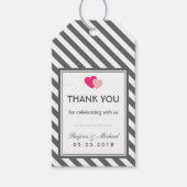 Love Grey Stripes Pattern Party Favor Gift Label Cadeaulabel (Voorkant)